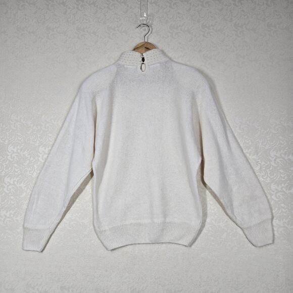 VTG Avon Fashions Silk Angora Ramie Blend Sweater M Ivory Pearl Accents READ - Picture 6 of 14